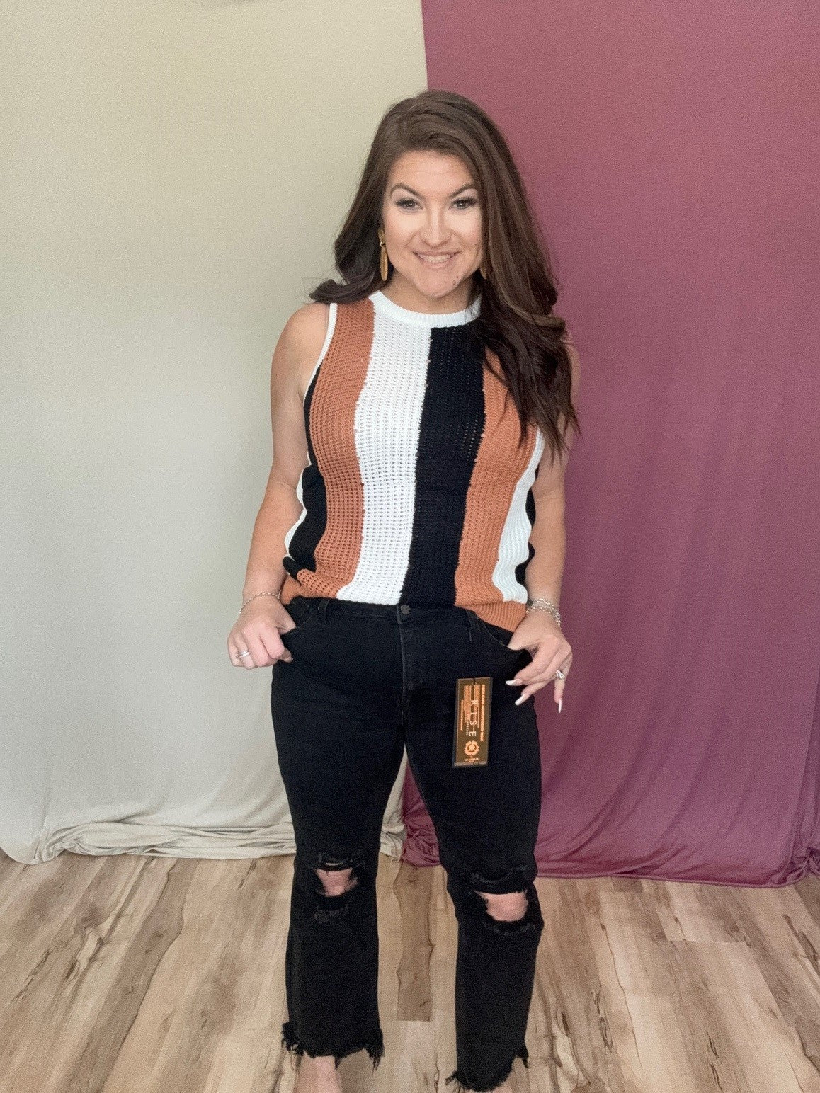 The Everly Color Block Sweater Vest