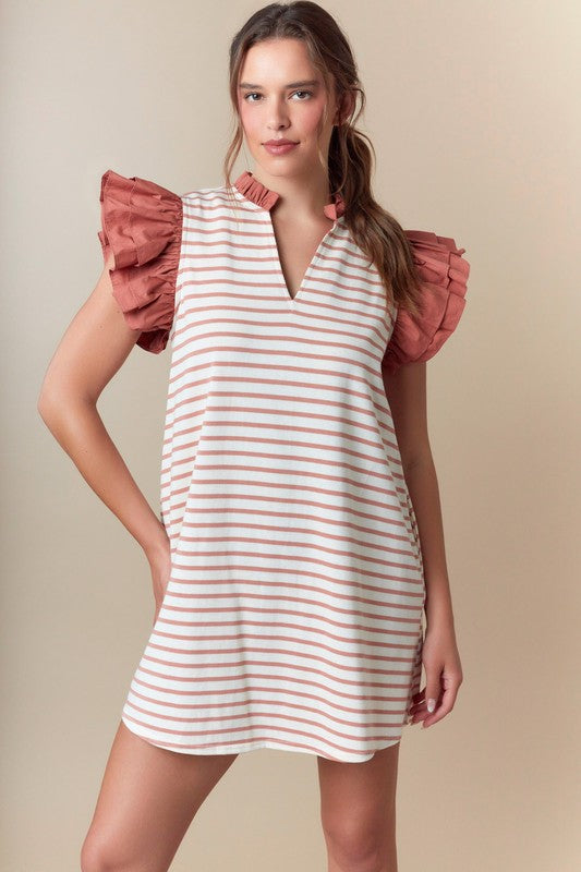 Corbin Puff Sleeve Stripped Dress