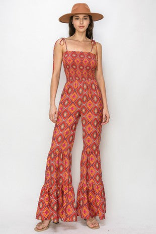 Western Boho Flared Jumpsuit