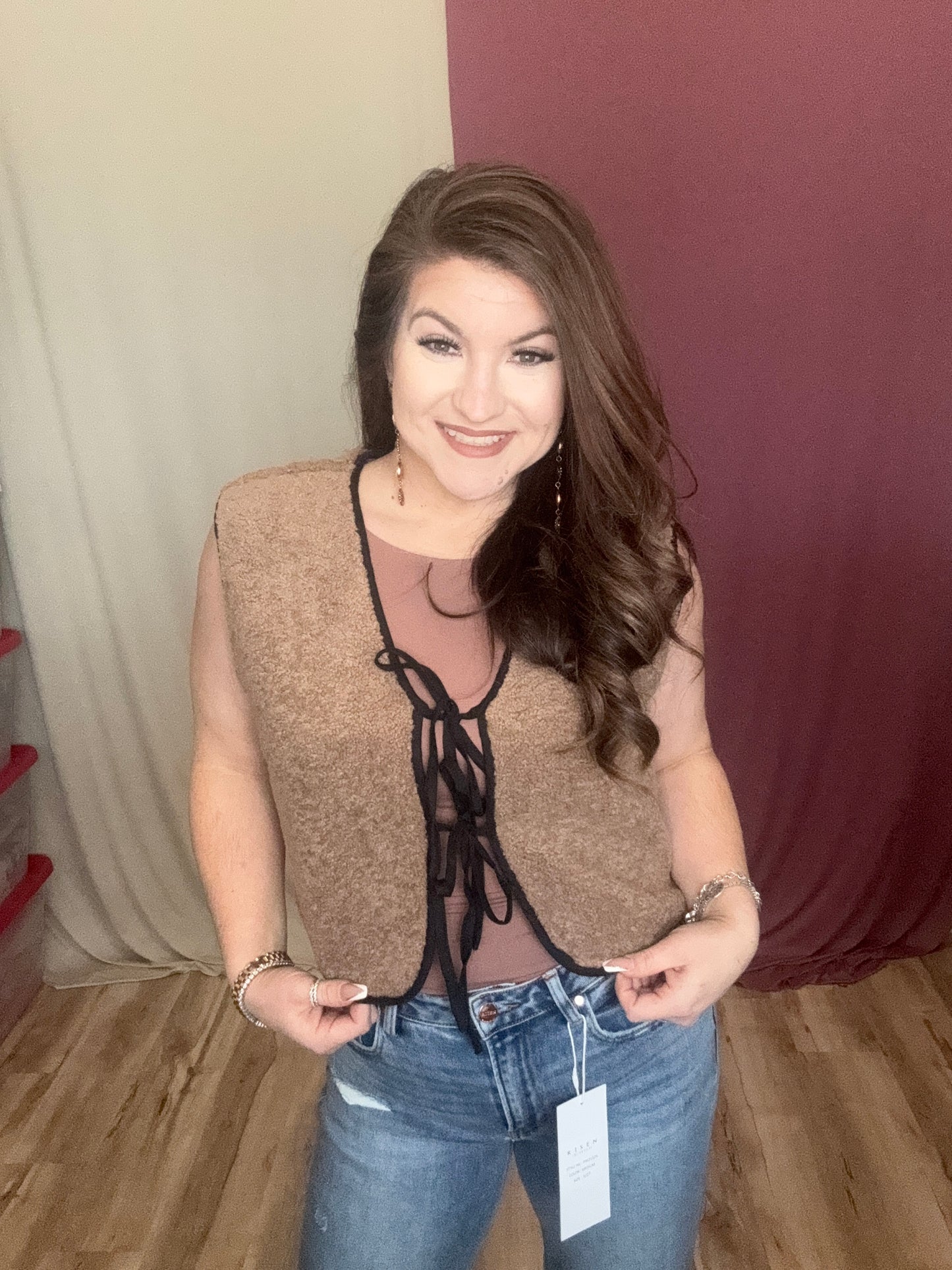 The Xander Contrast Tie Fleece Fur Vest