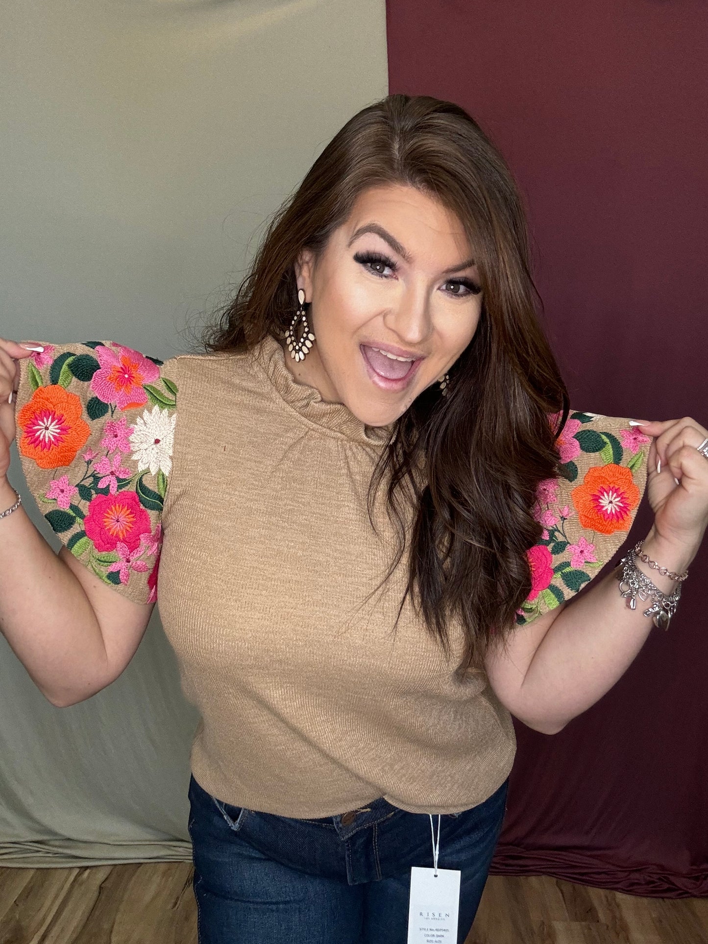 THML The Alonso Embroidered Sleeve Top