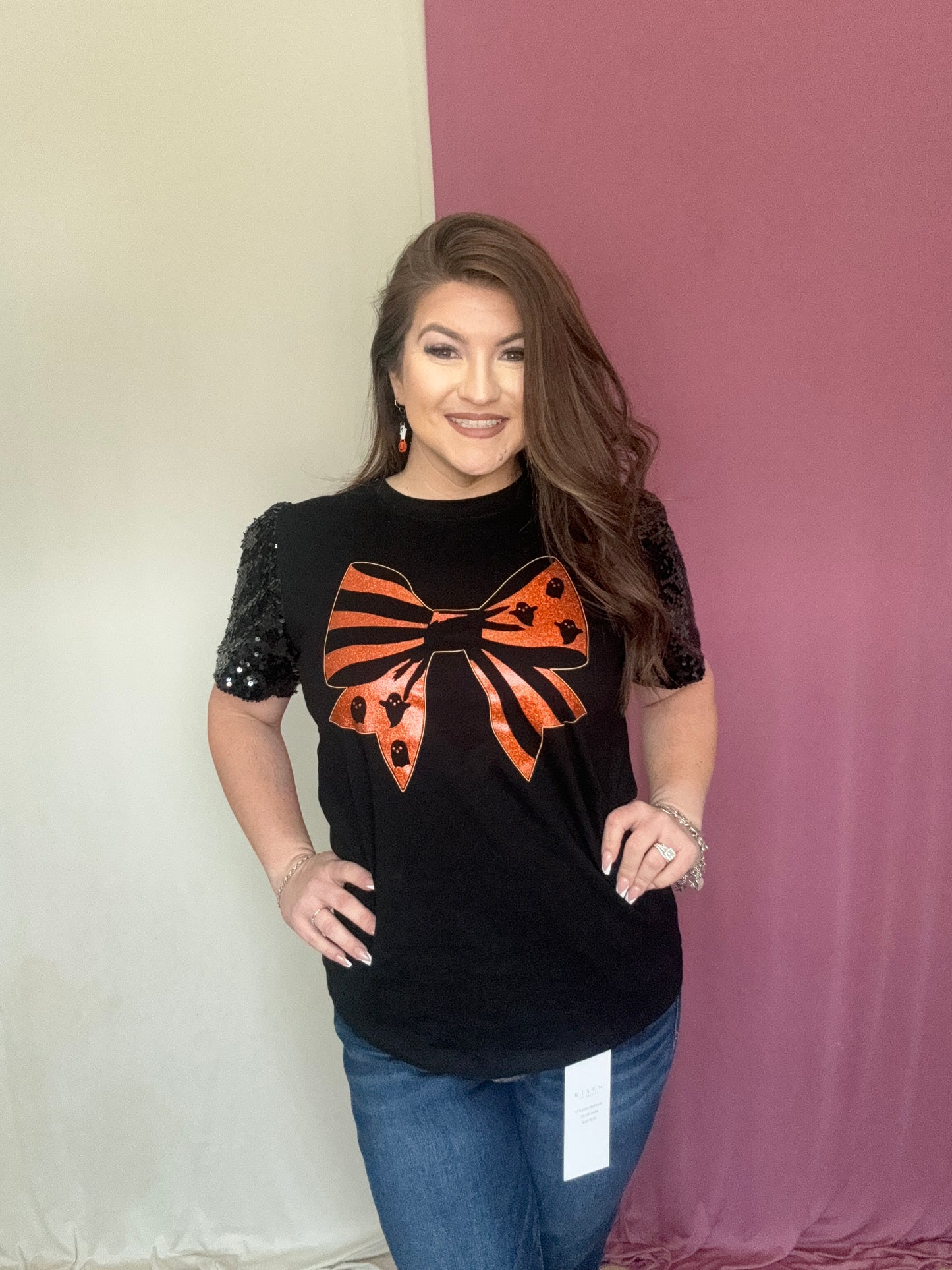 The Ghost Bow Halloween Sequin Top