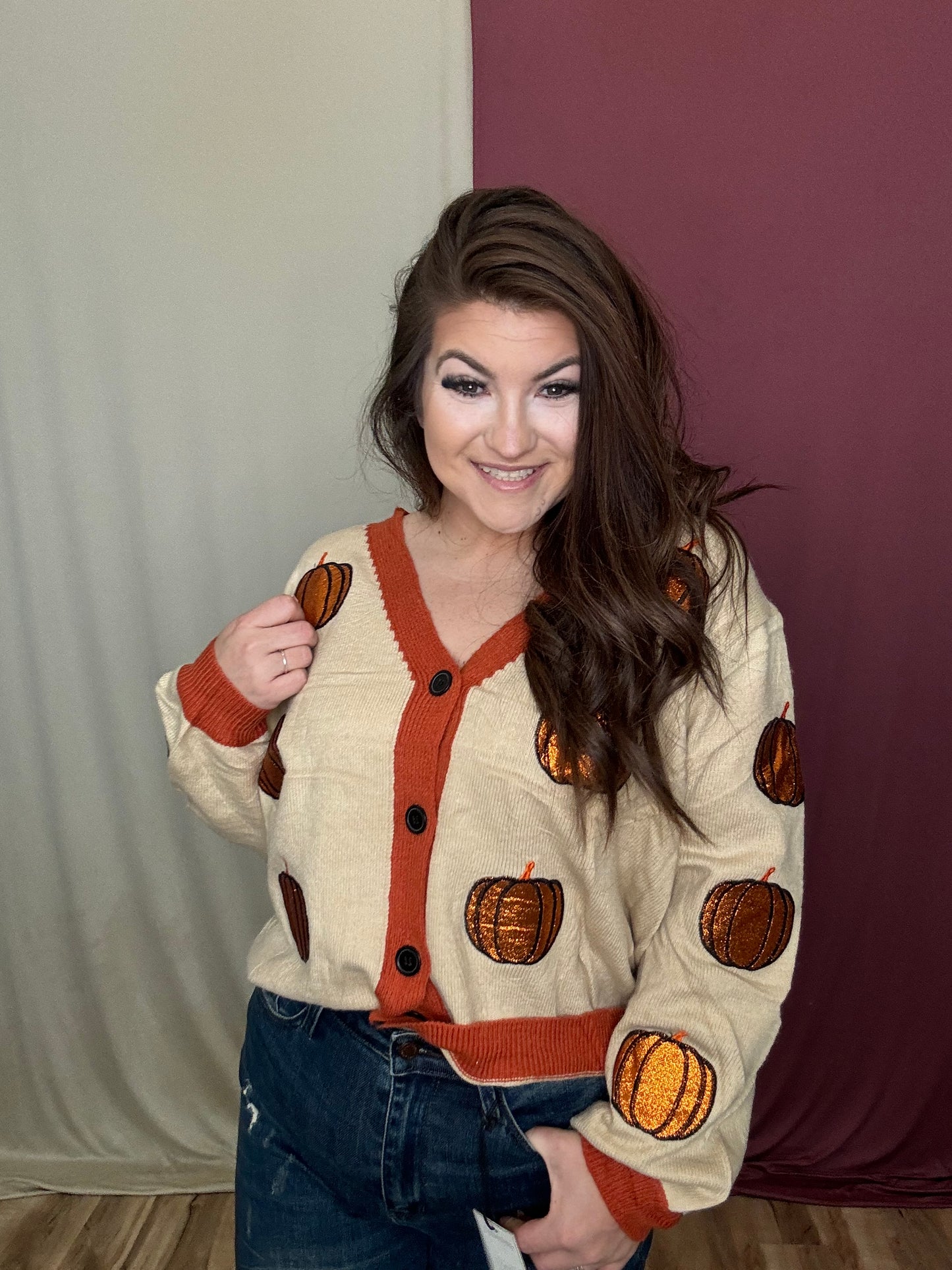Glitter Pumpkin Cardigan