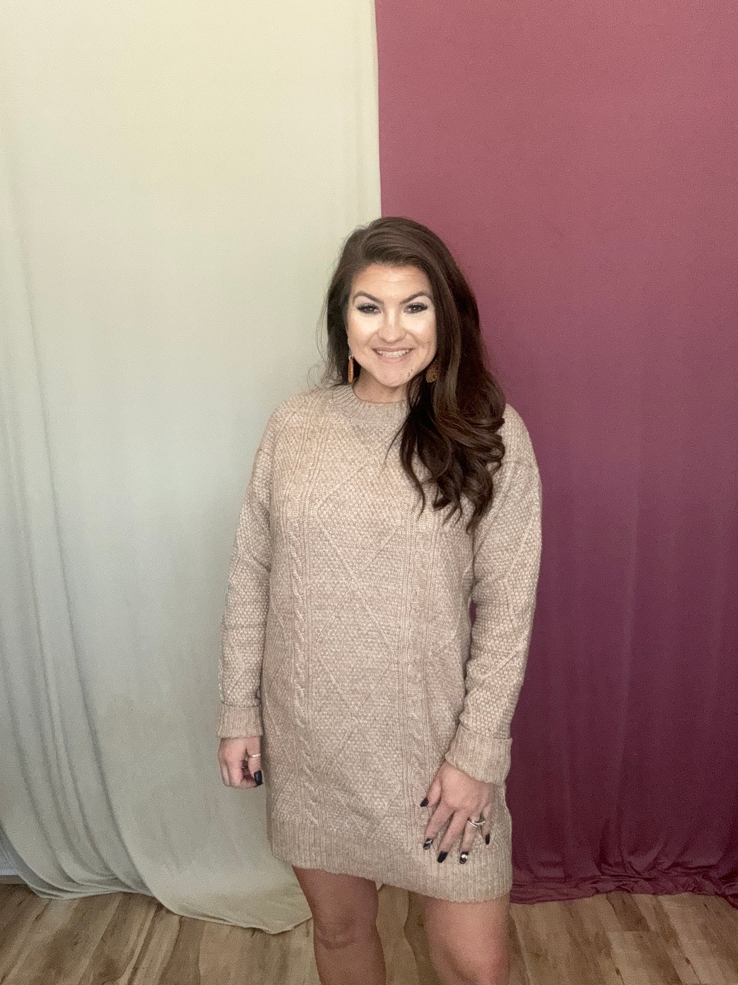 The Selene Cable Sweater Dress