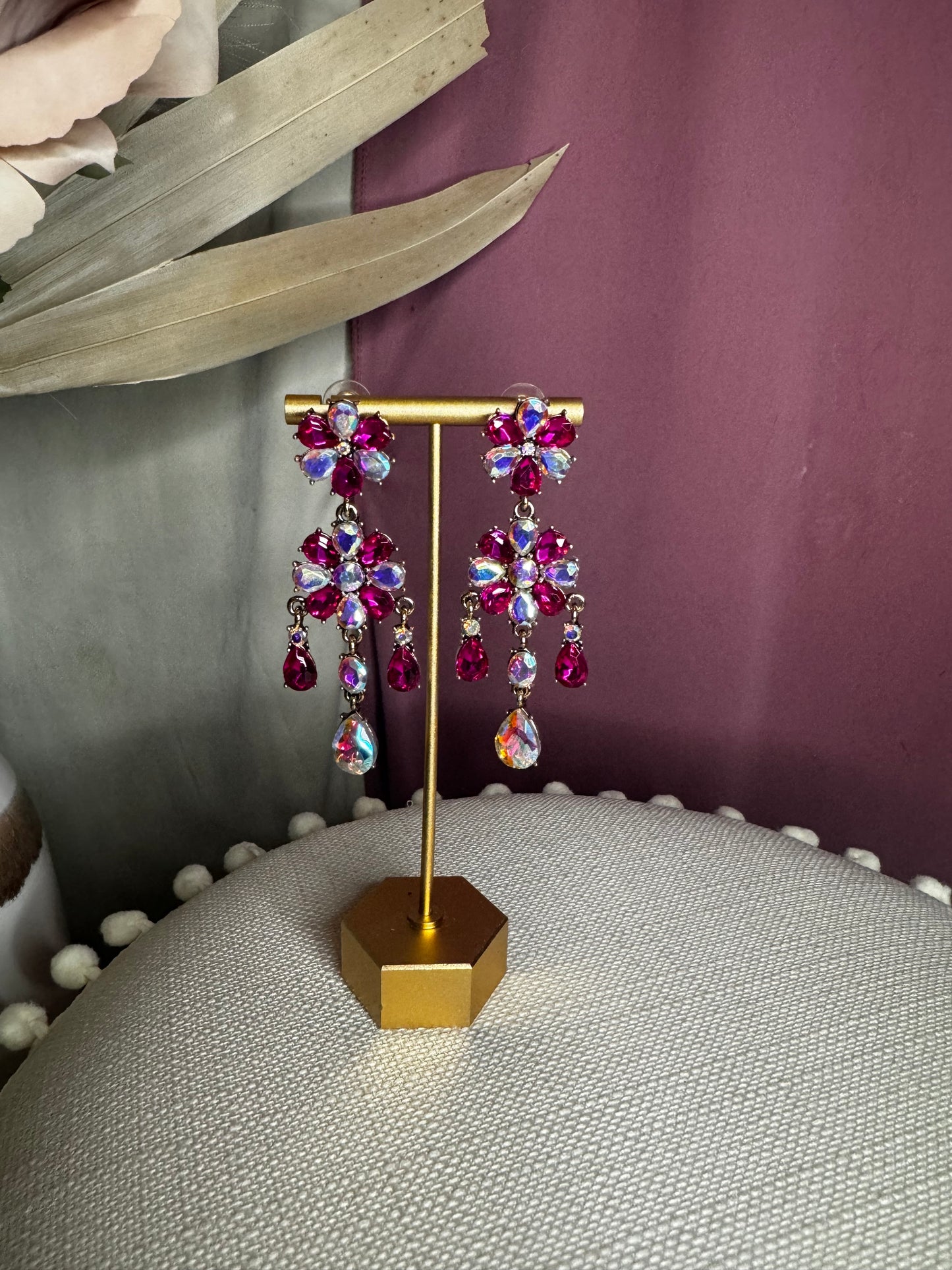 The Diana Pink & Clear Dangle Earring