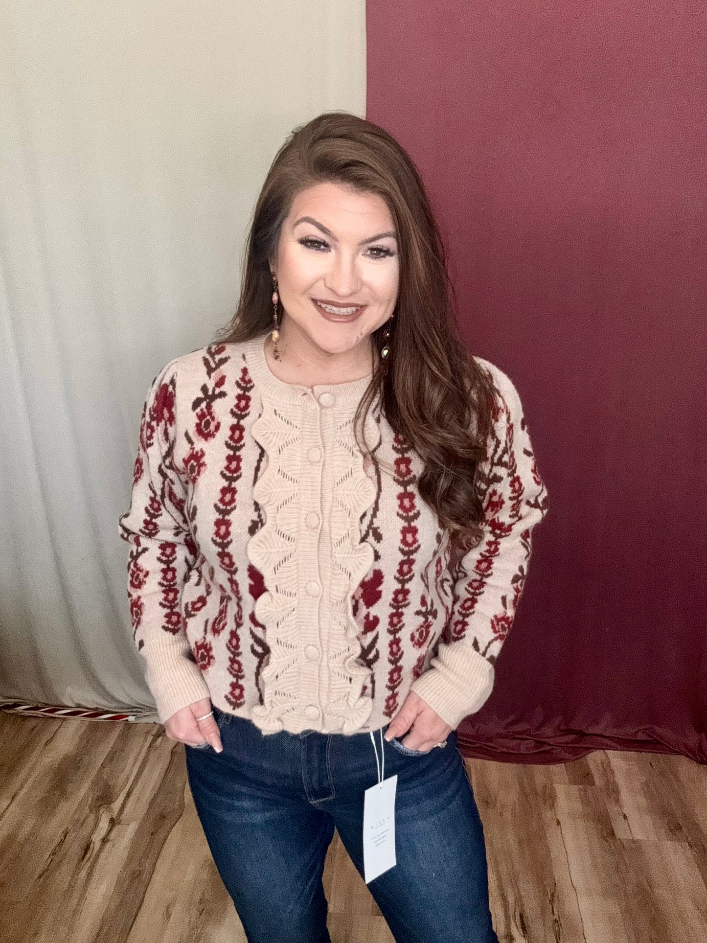 The Kaylee Floral Ruffle Cardigan