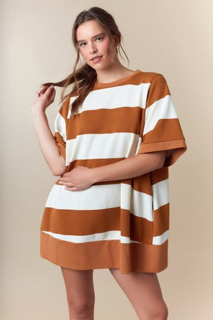 Brielle Stripped Mocha Dress