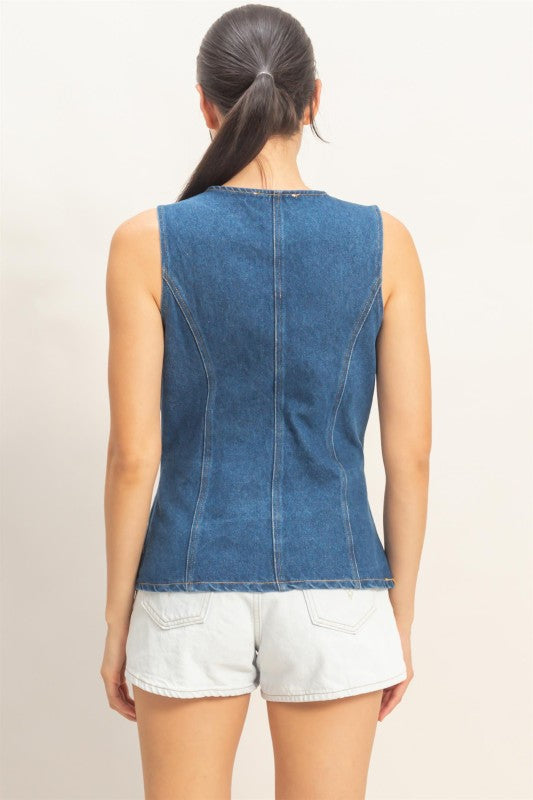 Julie Button Denim Vest