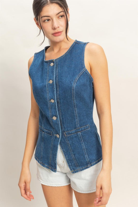 Julie Button Denim Vest