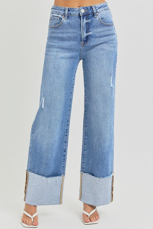 Valarie Risen High Rise Wide Leg Cuff Jean