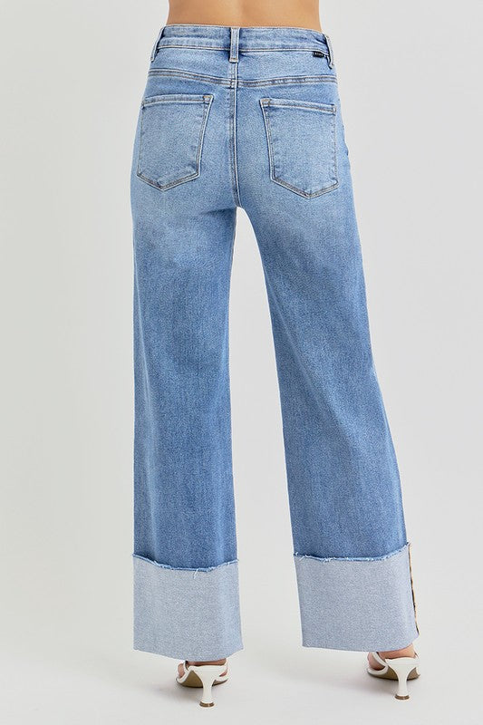 Valarie Risen High Rise Wide Leg Cuff Jean