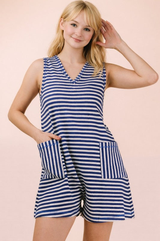 Betsy Striped Knit Comfy Romper