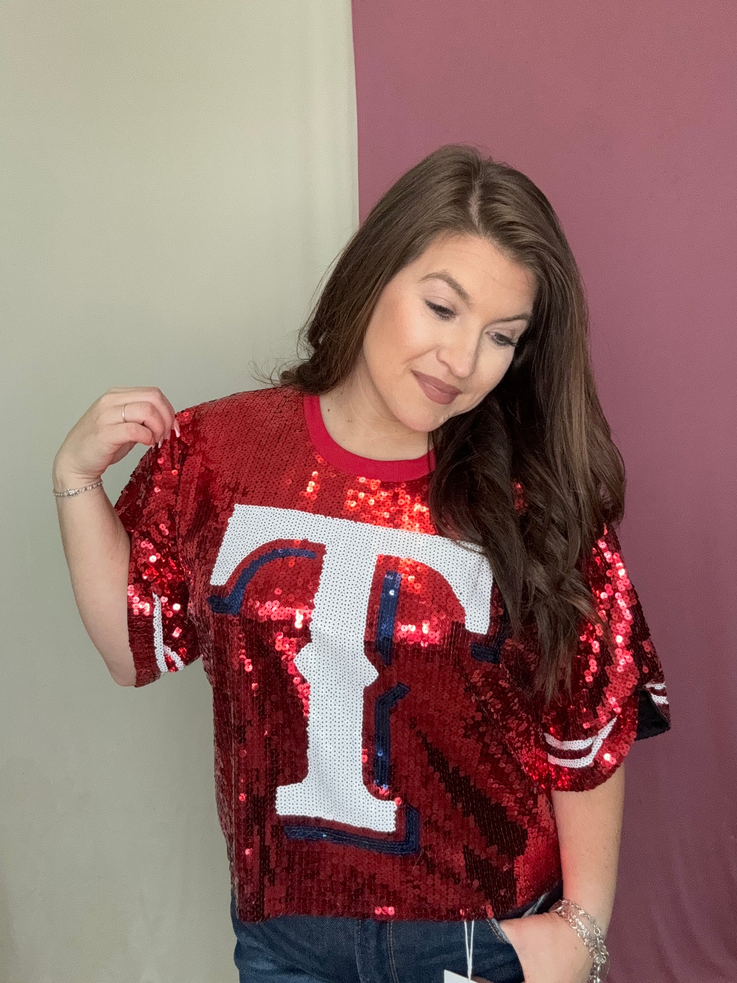 texas rangers sequin dress Texas Rangers Sequin Top (Preorder)