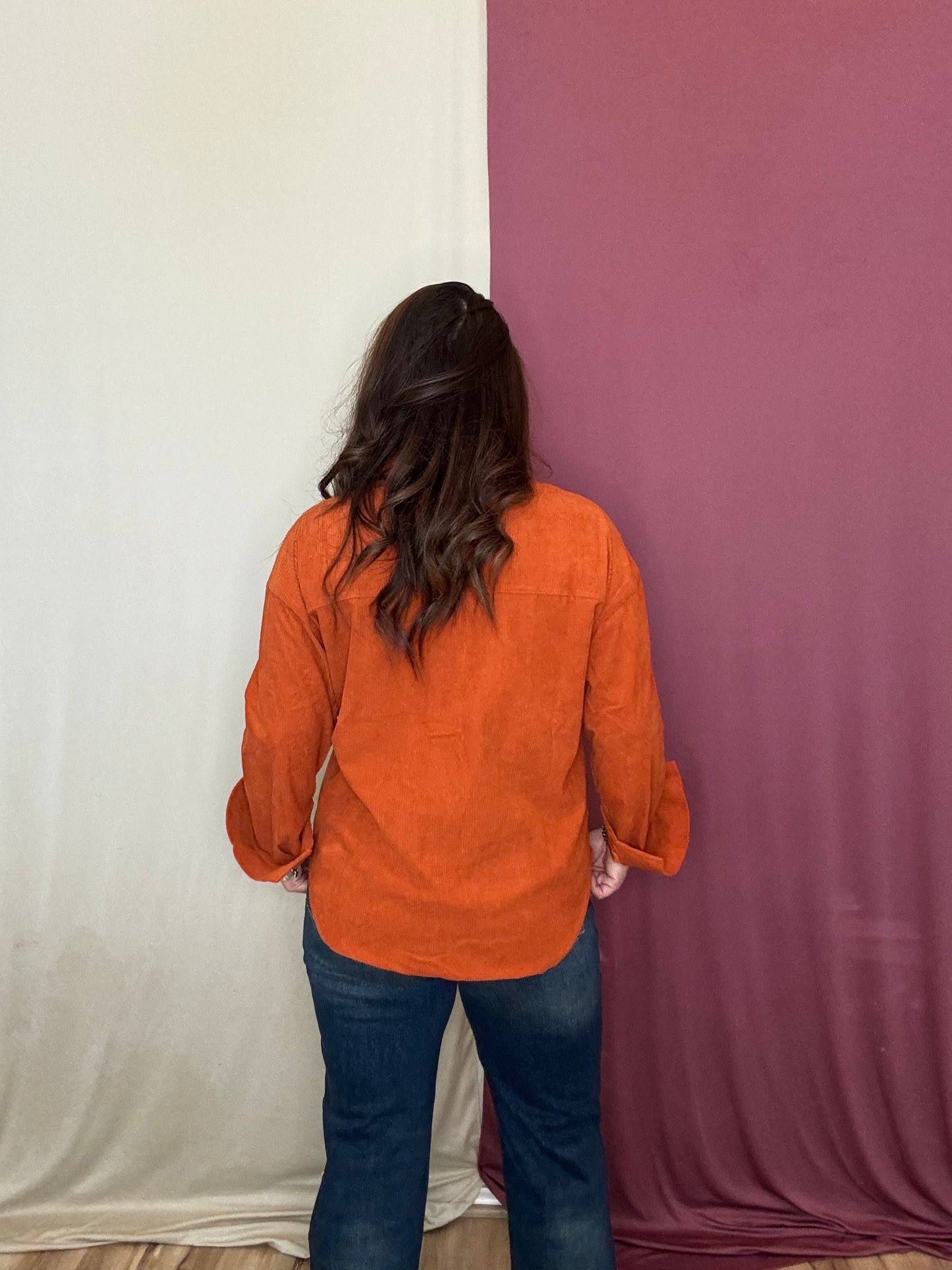 The Laylan Button Down Shacket - Rust