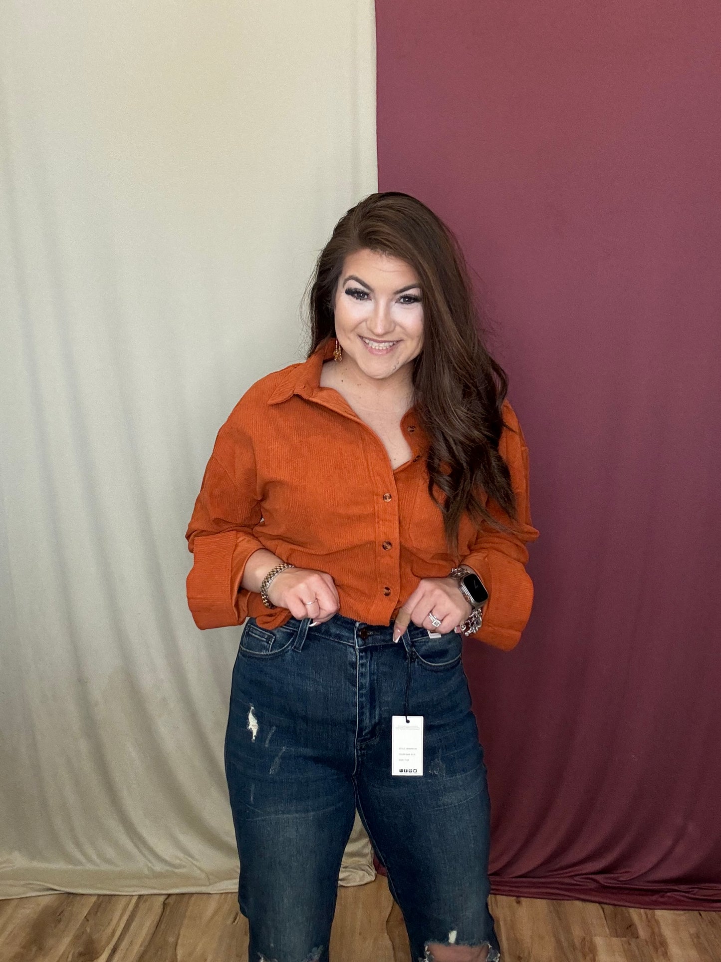 Judy Blue HW Ribbed Knee Dad Jean