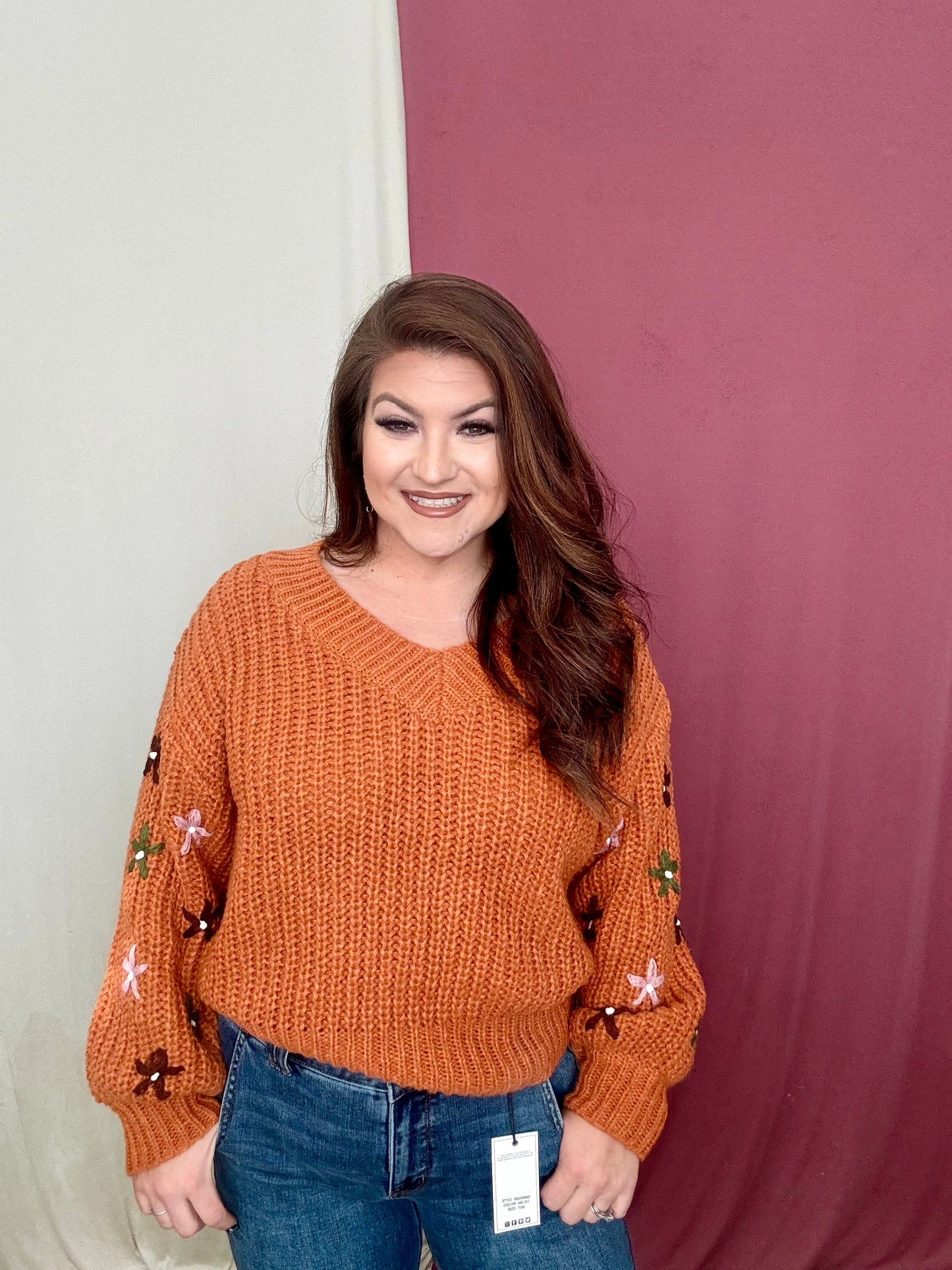 The Dario Floral Embroidered Chunky Knit Sweater