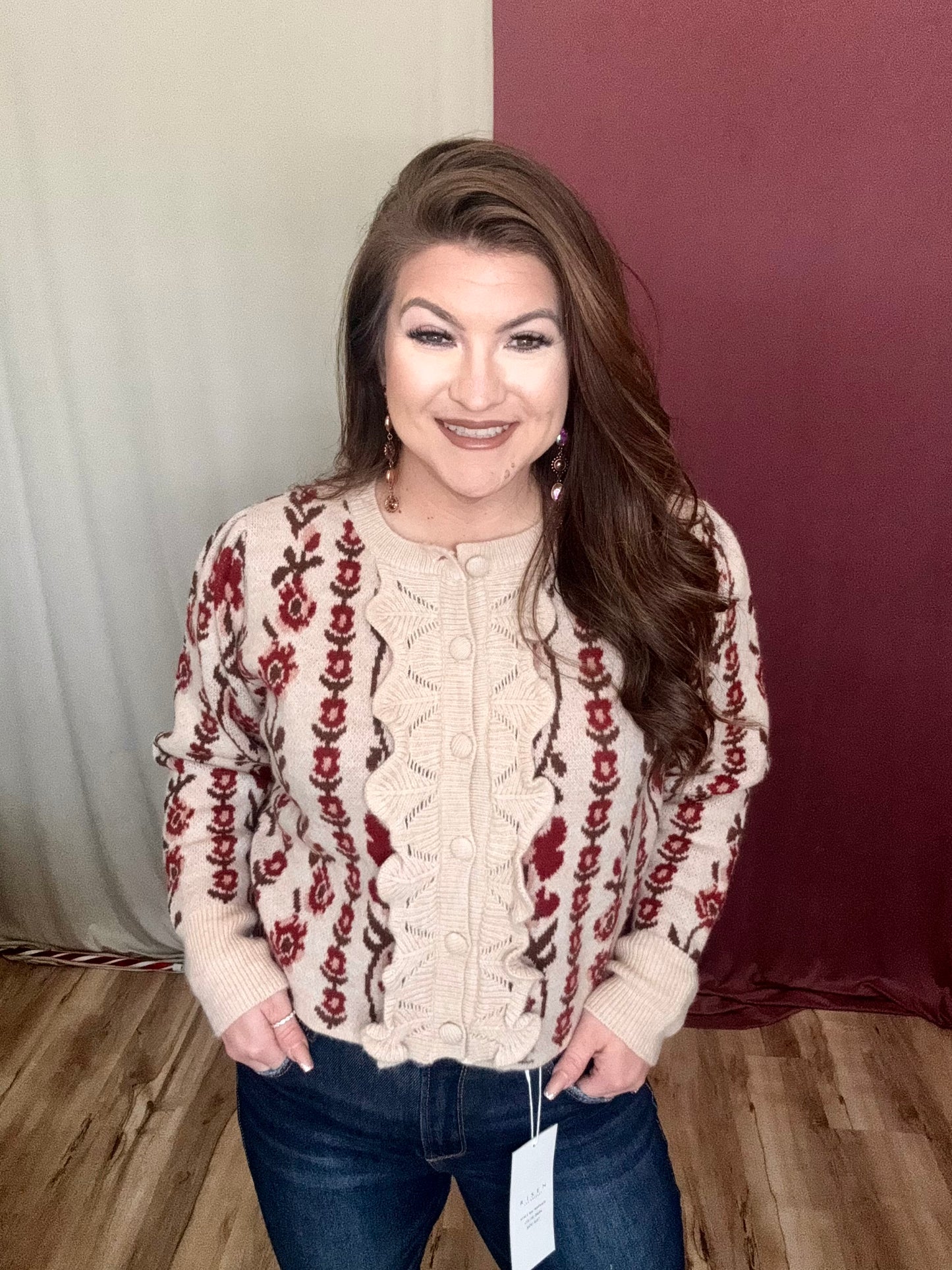 The Kaylee Floral Ruffle Cardigan